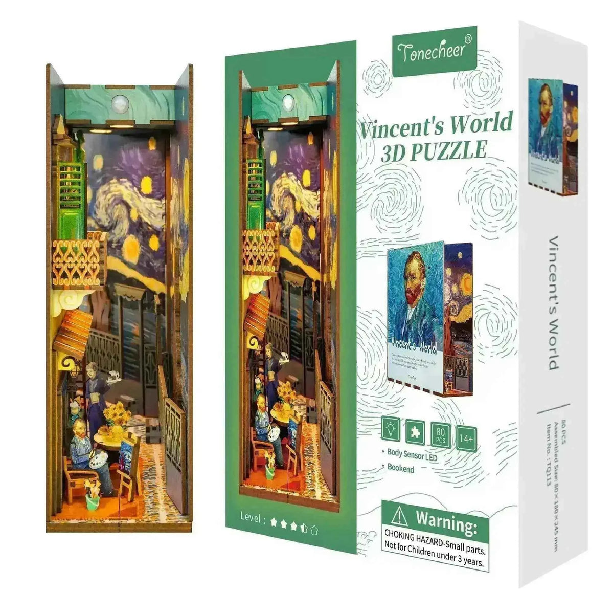 TONECHEER 3D Wooden Puzzle DIY Book Nook Kit (Vincent's World