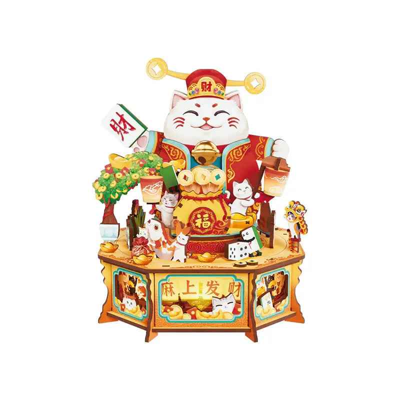 TONECHEER 3D Puzzle DIY Rotating Music Box Kit (Lucky Mahjong