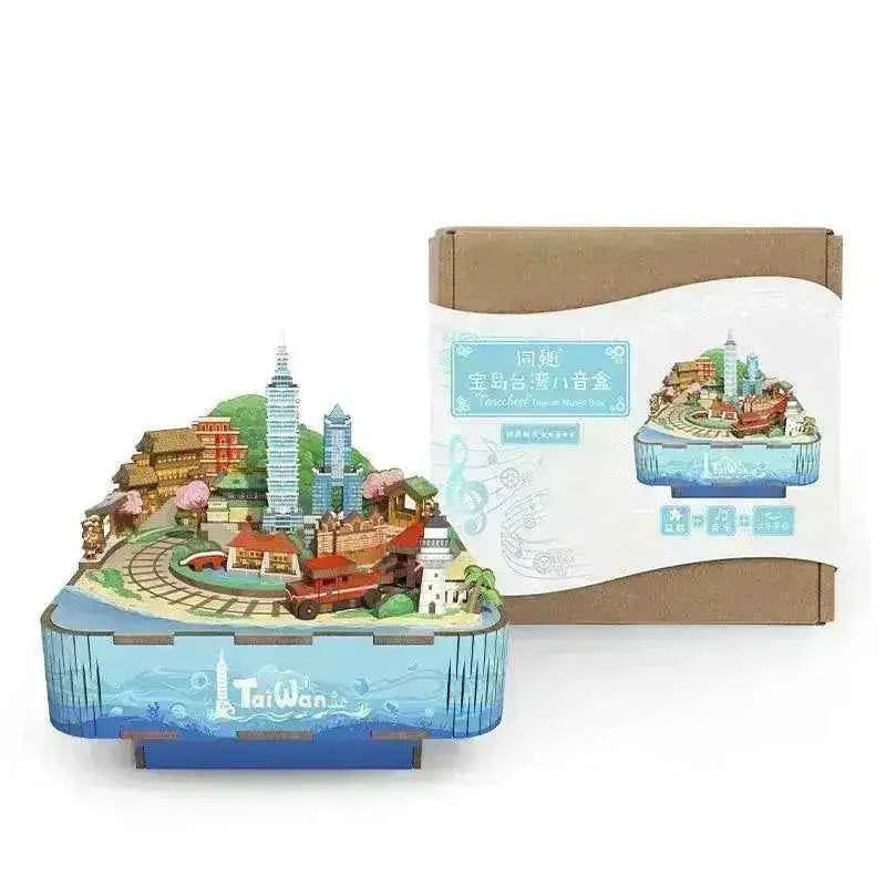 TONECHEER 3D Puzzle DIY Rotating Music Box Kit (Tai Wan) – Tonecheer
