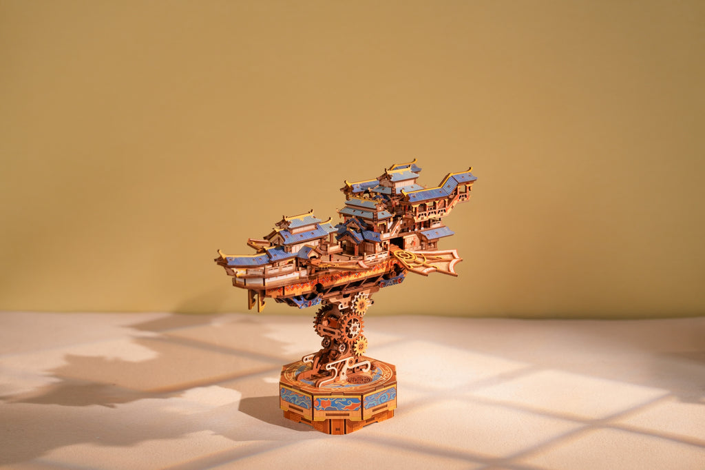 TONECHEER DIY 3D Mechanical Transmission Wooden Puzzle Kit (Wind Voyager)