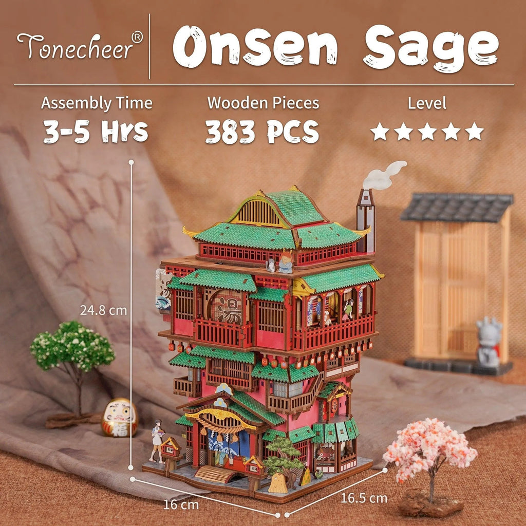 Bring Magic to Your Desk! 3D Puzzle Onsen Saga – DIY Storage Kit with Light-Up Sign