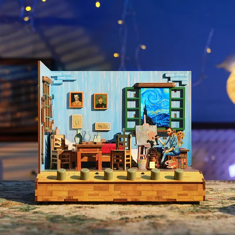 NEW ARRIVLS TONECHEER 3D Puzzle DIY Miniature House (Vincent's Bedroom)
