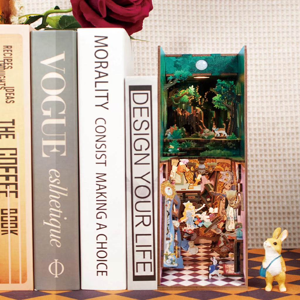 TONECHEER 3D Wooden Puzzle DIY Book Nook Kit (Alice in Wonderland)