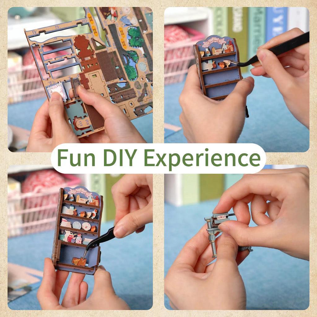TONECHEER 3D Wooden Puzzle DIY Book Nook Kit (Alice in Wonderland) Fun DIY Experience