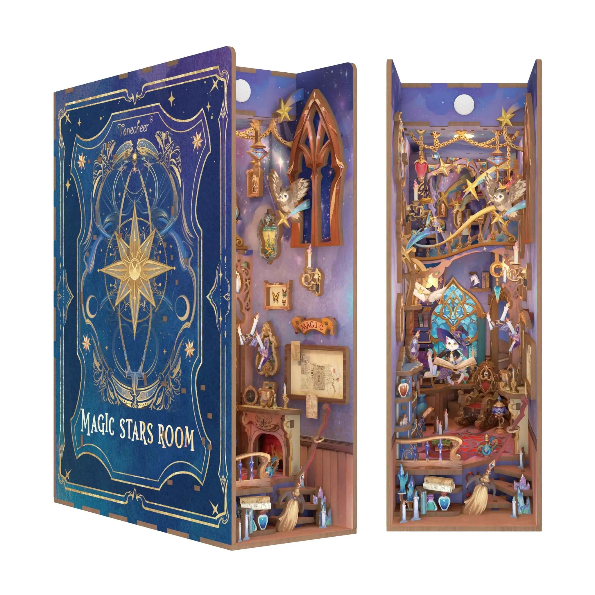 TONECHEER 3D Wooden Puzzle DIY Book Nook Kit (Magic Stars Room