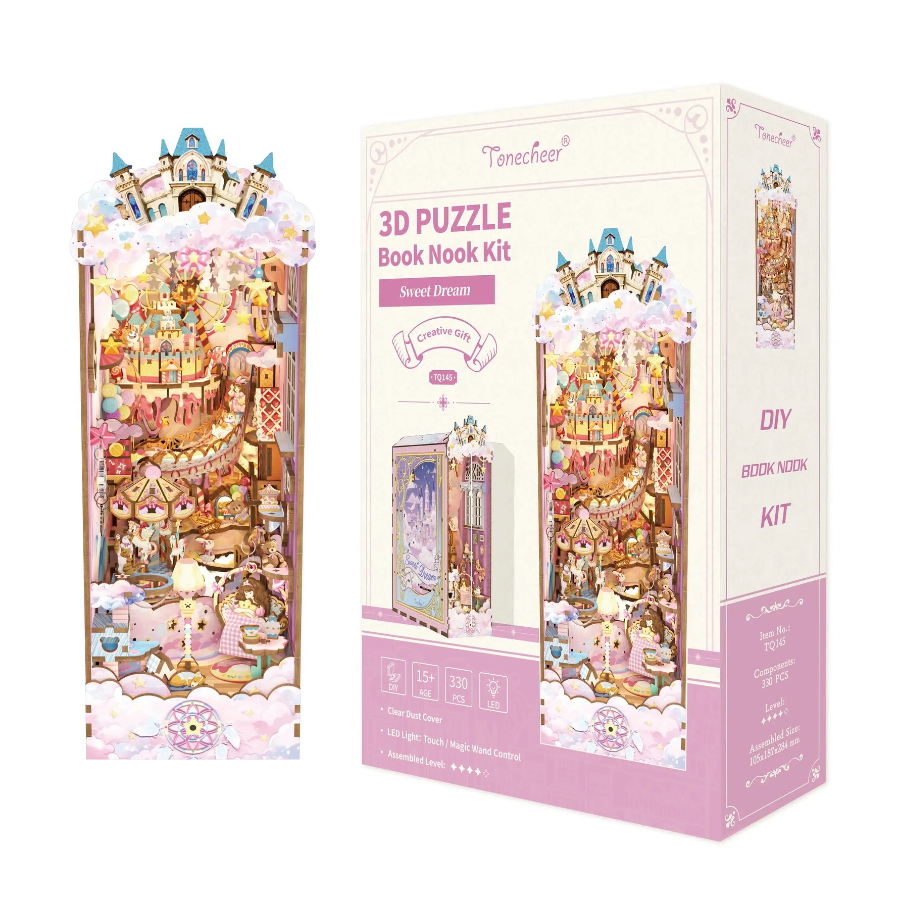 TONECHEER 3D Wooden Puzzle DIY Book Nook Kit (Sweet Dream)
