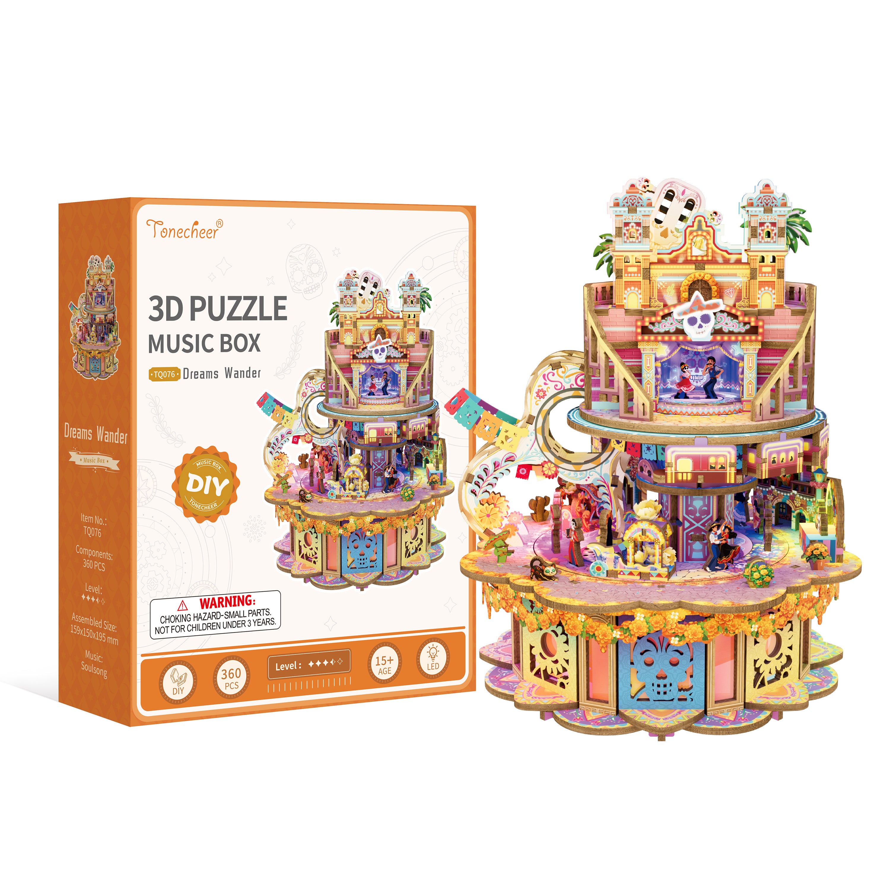 TONECHEER 3D Puzzle DIY Rotating Music Box Kit (Dreams wander