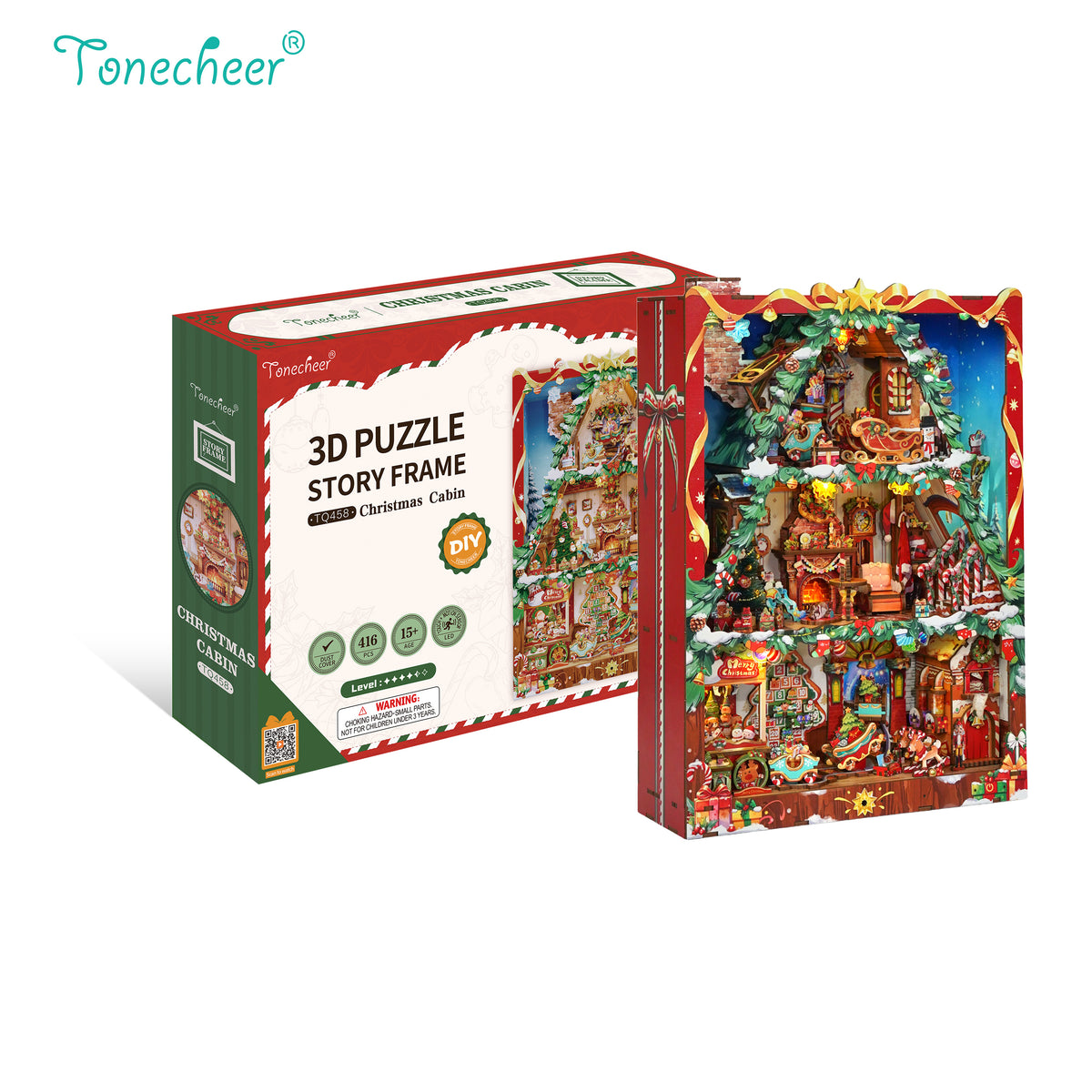 3DWoodenPuzzleDIYStoryFrameKitChristmasCabin
