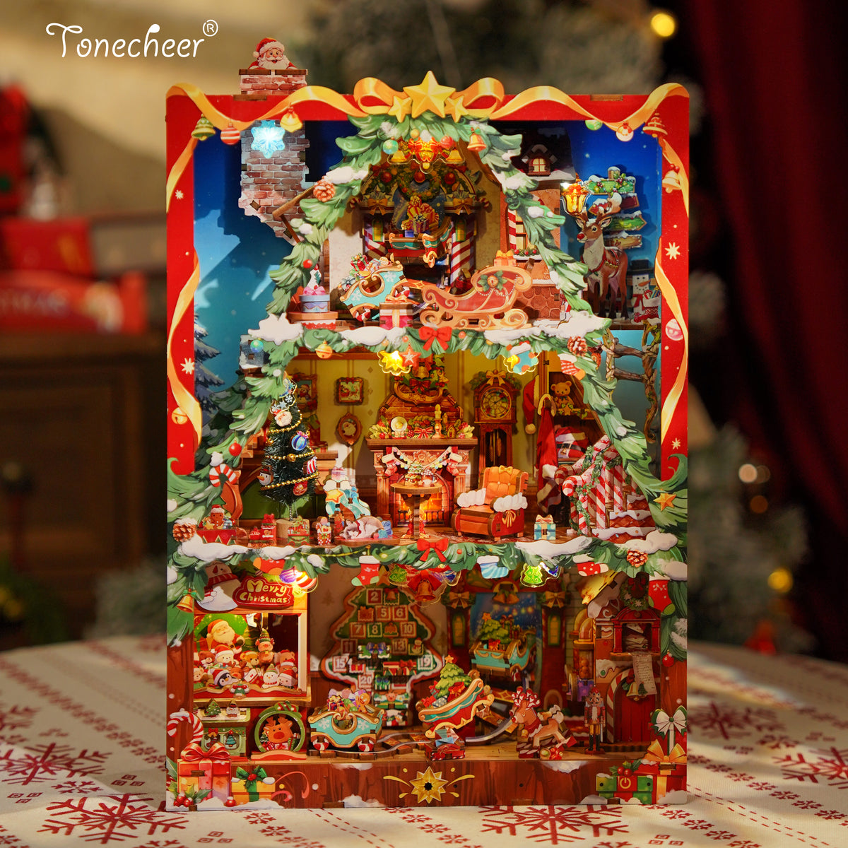 3DWoodenPuzzleDIYStoryFrameKitChristmasCabin