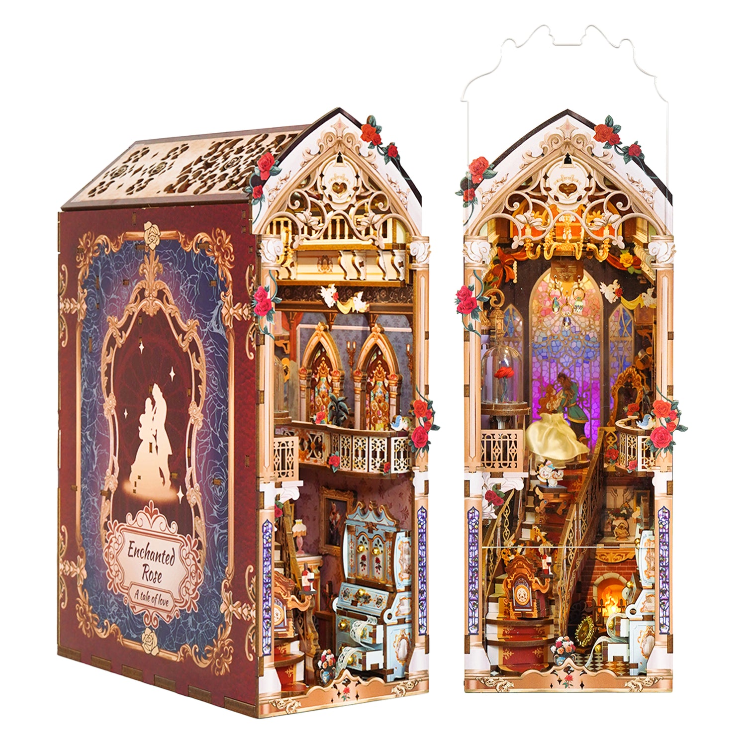 3D Wooden Puzzle DIY Book Nook Kit (Enchanted Rose)