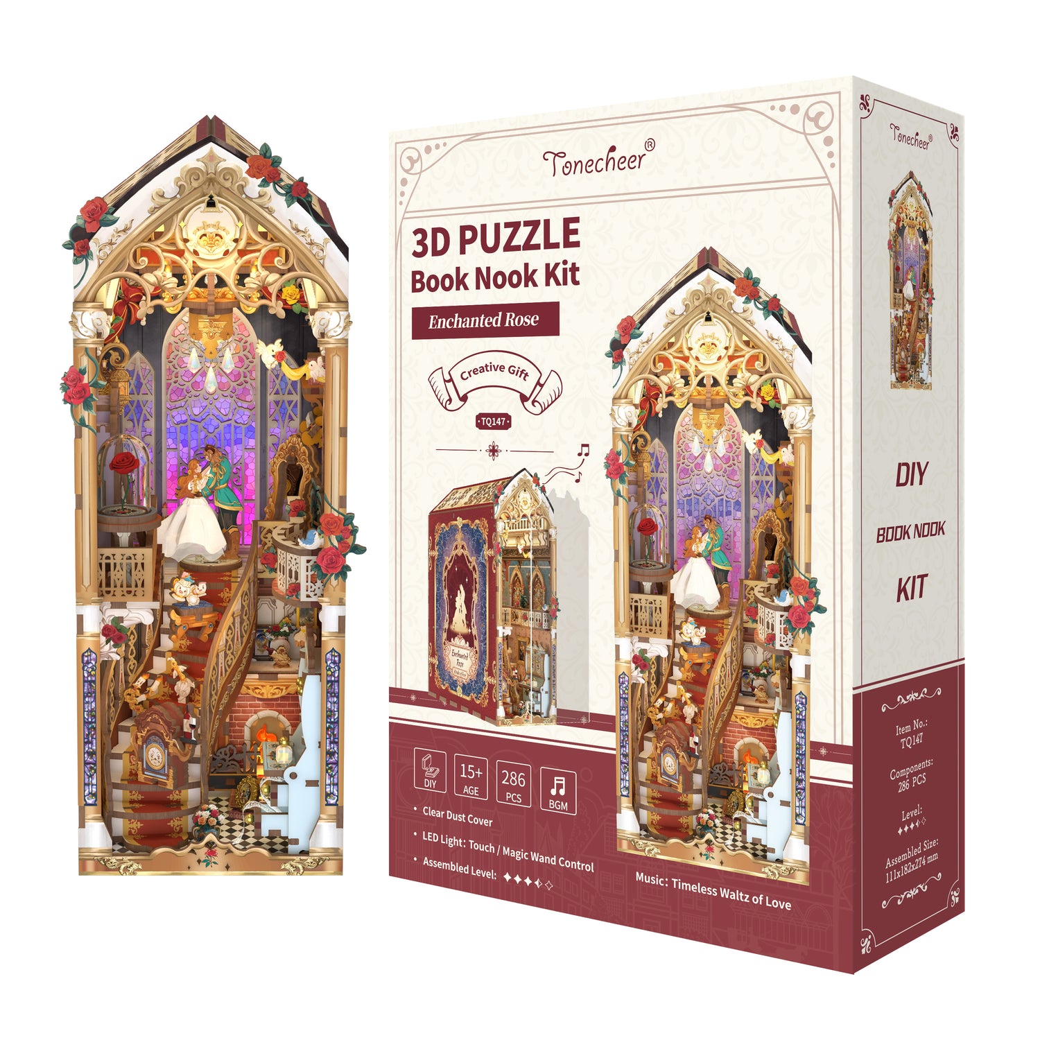 3D Wooden Puzzle DIY Book Nook Kit (Enchanted Rose)