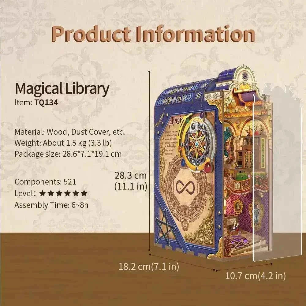 TONECHEER 3D Wooden Puzzle DIY Book Nook Kit (Magical Library