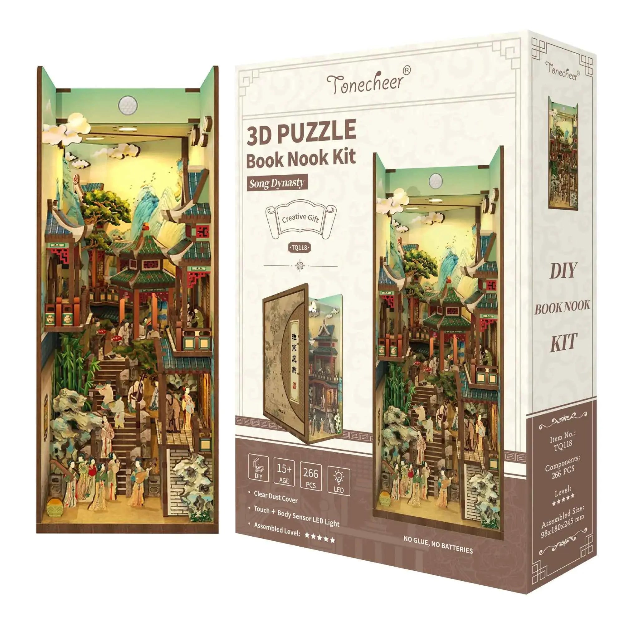 DIY Book Nook Kit – Chinesische Buchstützen Kollektion, 3D Puzzle Mit Tang-, Han- & Dunhuang-Motiven
