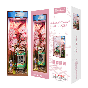TONECHEER 3D Wooden Puzzle DIY Book Nook Kit (Sakura's Travel)