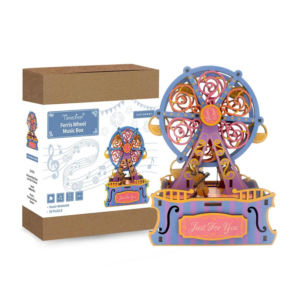 TONECHEER 3D Creative Musical Puzzle DIY Rotating Music Box Kit (Ferris Wheel)