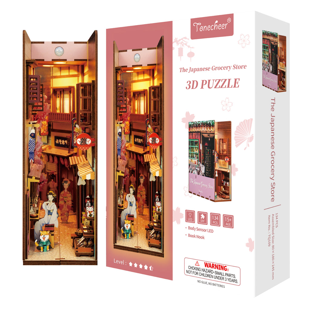 TONECHEER 3D Wooden Puzzle DIY Book Nook Kit (The Japanese Grocery Store)