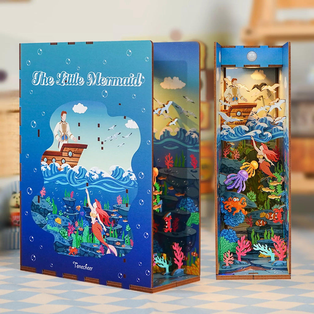TONECHEER 3D Wooden Puzzle DIY Book Nook Kit (The Little Mermaid)