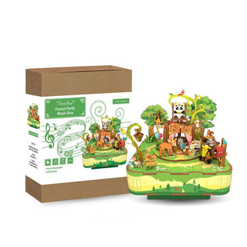 TONECHEER 3D Creative Musical Puzzle DIY Rotating Music Box Kit (Forest party)