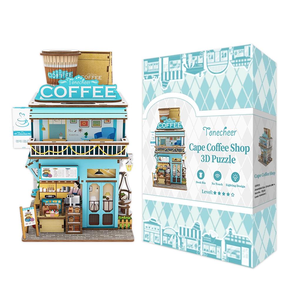 TONECHEER 3D Puzzle Box Miniature DIY Desktop Storage Kit (Cape Coffee Shop)