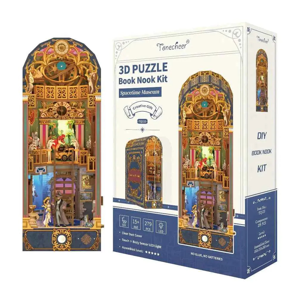 T-arasFreeTimeinEurope　フォトブック＆ミュージック TONECHEER 3D Wooden Puzzle DIY Book Nook Kit (Spacetime Museum