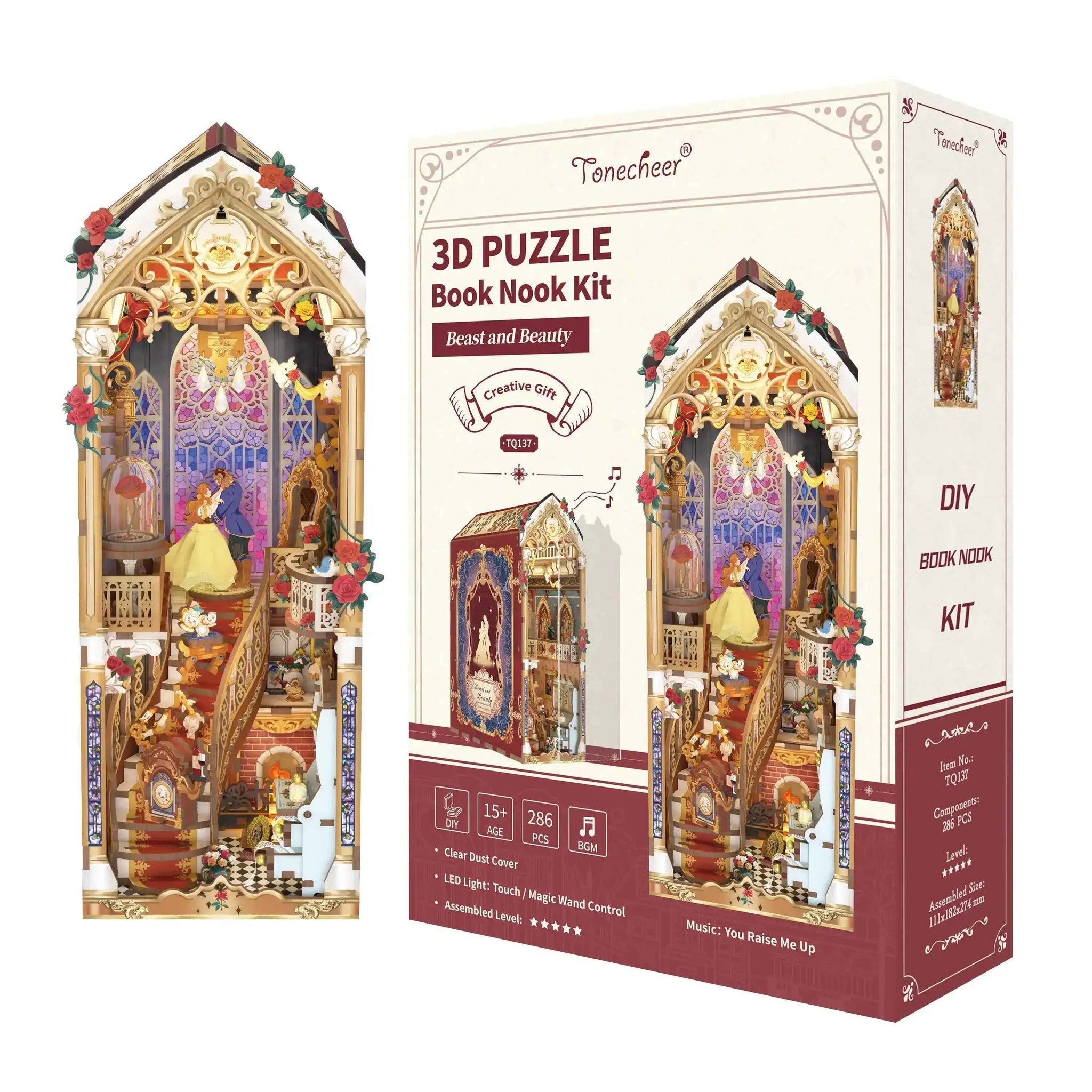 TONECHEER 3D Wooden Puzzle DIY Book Nook Kit (Beast And Beauty