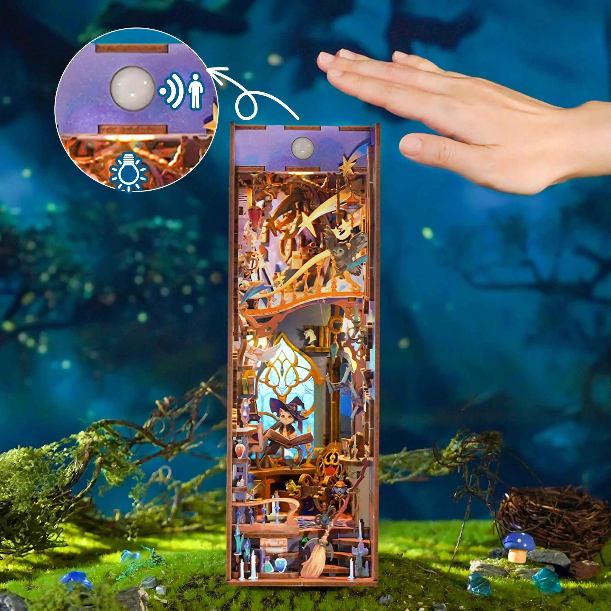 TONECHEER 3D Wooden Puzzle DIY Book Nook Kit (Magic Stars Room