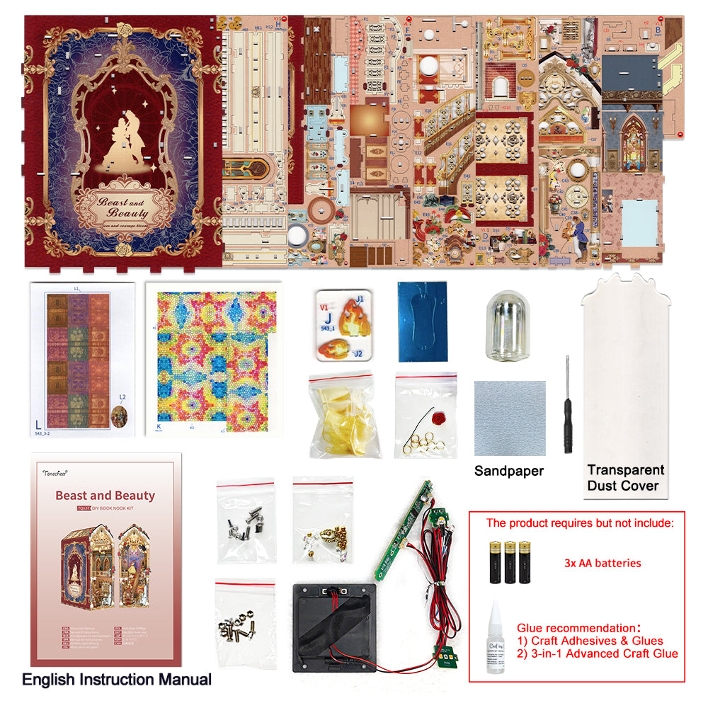 TONECHEER 3D Wooden Puzzle DIY Book Nook Kit (Beast And Beauty)