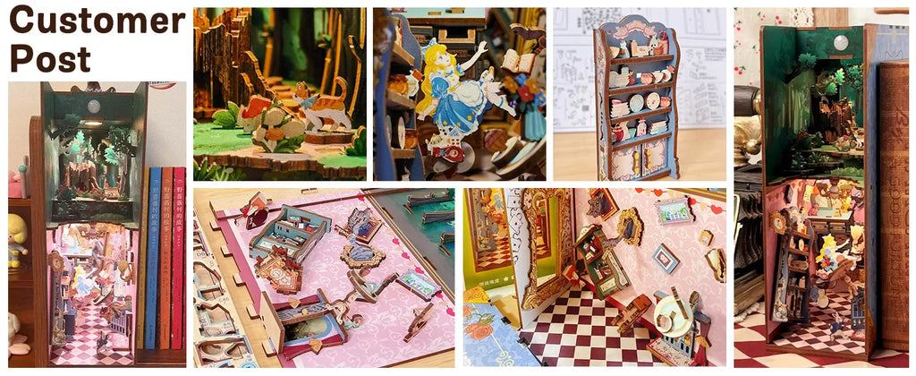 TONECHEER 3D Wooden Puzzle DIY Book Nook Kit (Alice in Wonderland) customer post