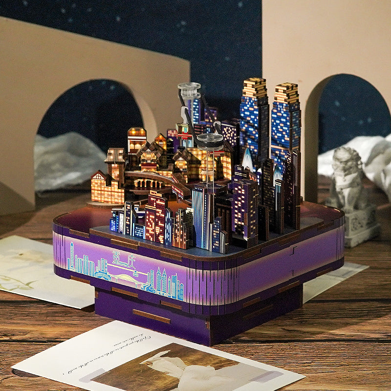 TONECHEER 3D Creative Musical Puzzle DIY Rotating Music Box Kit (Chongqing Times)