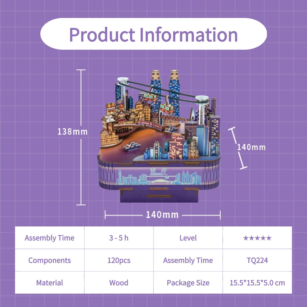 TONECHEER 3D Creative Musical Puzzle DIY Rotating Music Box Kit (Chongqing Times)