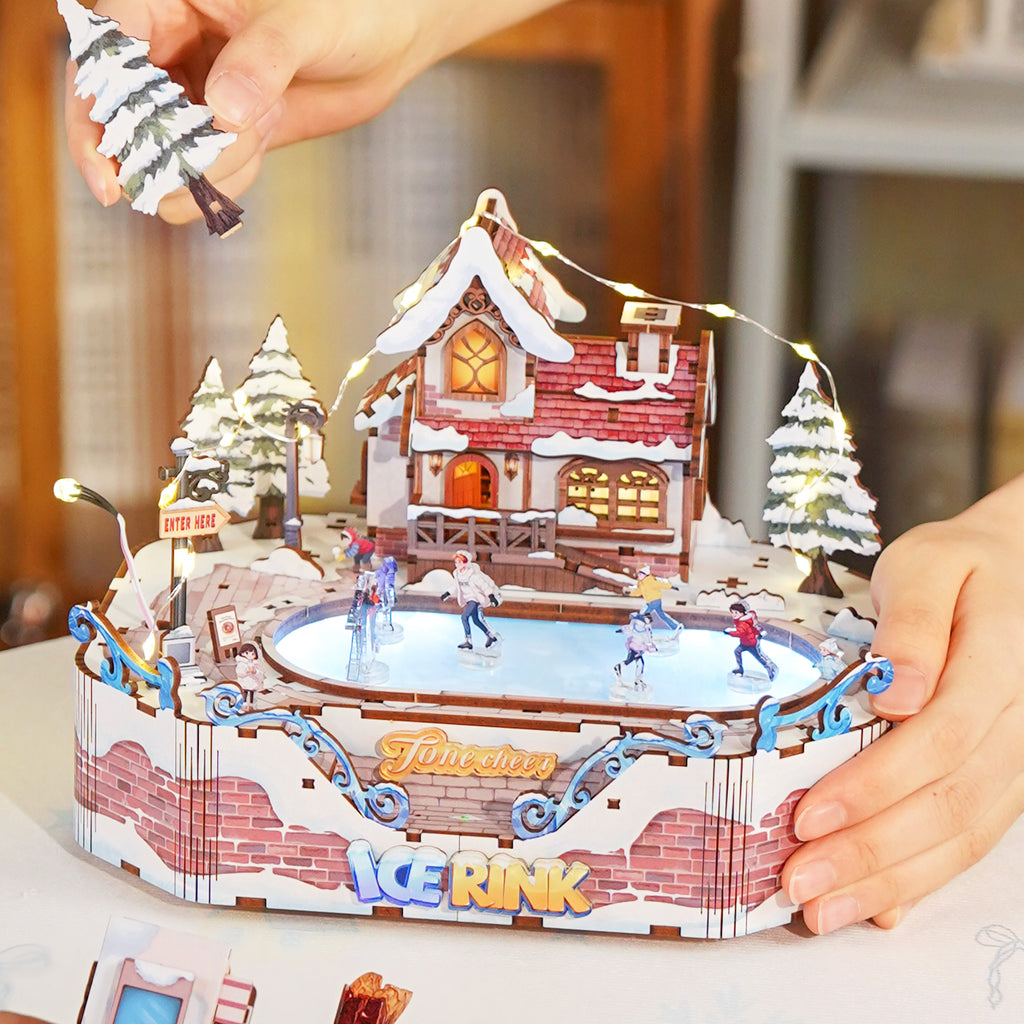 TONECHEER 3D Puzzle DIY Rotating Music Box Kit (IIce Rink) – Tonecheer