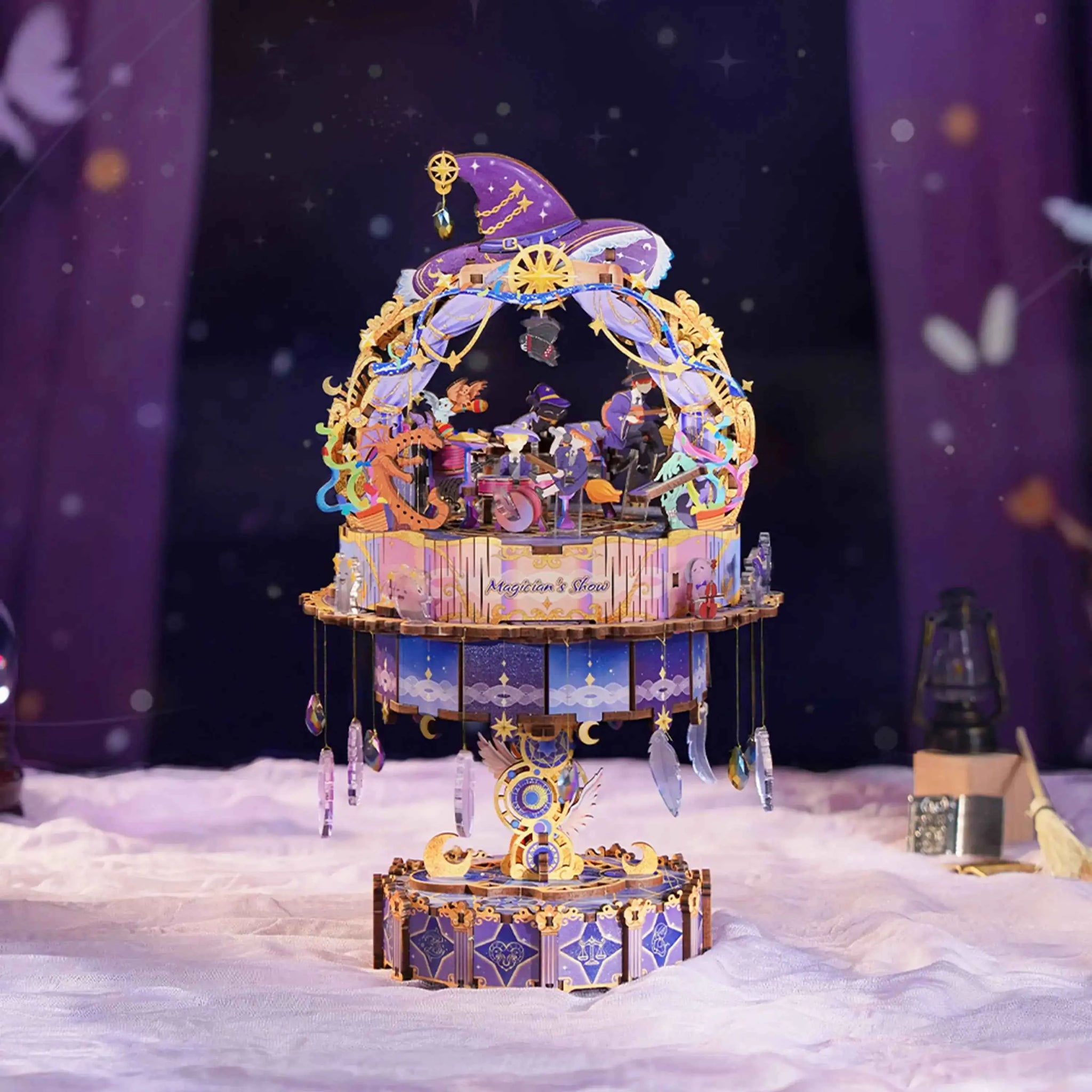 TONECHEER 3D Puzzle DIY Rotating Music Box Kit (Magician's Show