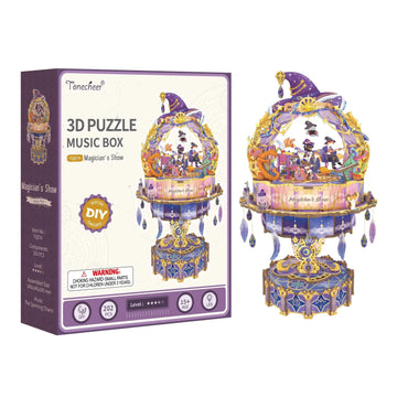 TONECHEER 3D Puzzle DIY Rotating Music Box Kit (Magician’s Show ...