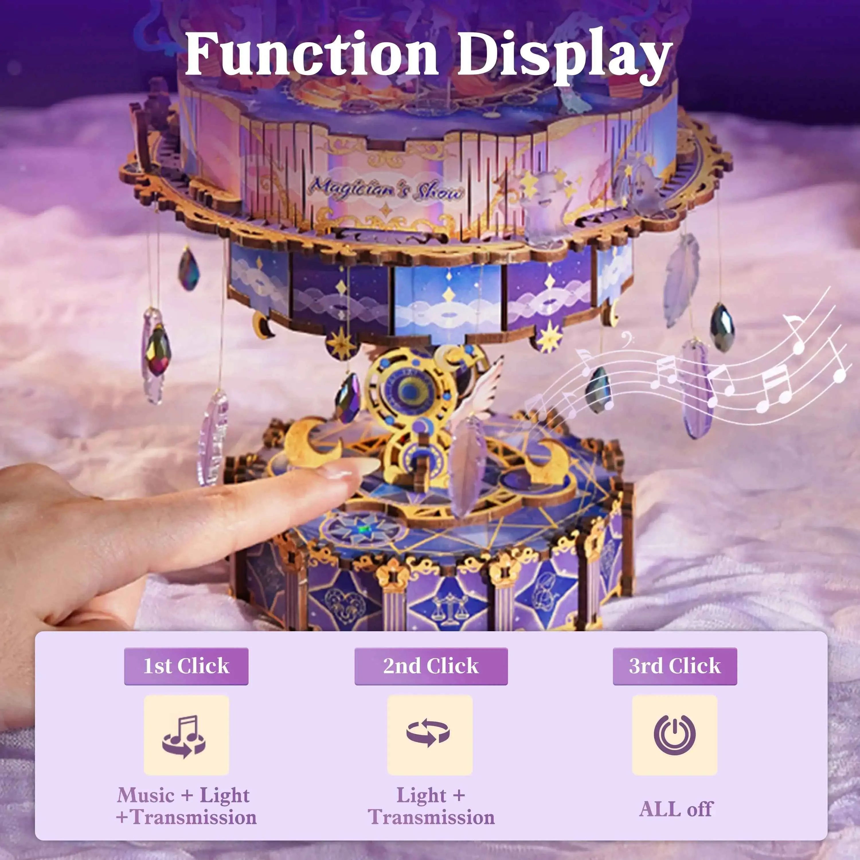 TONECHEER 3D Puzzle DIY Rotating Music Box Kit (Magician's Show