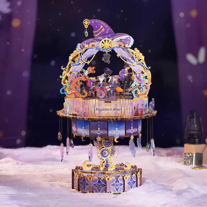 TONECHEER 3D Puzzle DIY Rotating Music Box Kit (Magician’s Show ...