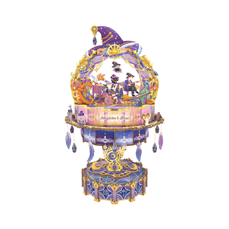 TONECHEER 3D Creative Musical Puzzle DIY Rotating Music Box Kit (Magician’s Show)
