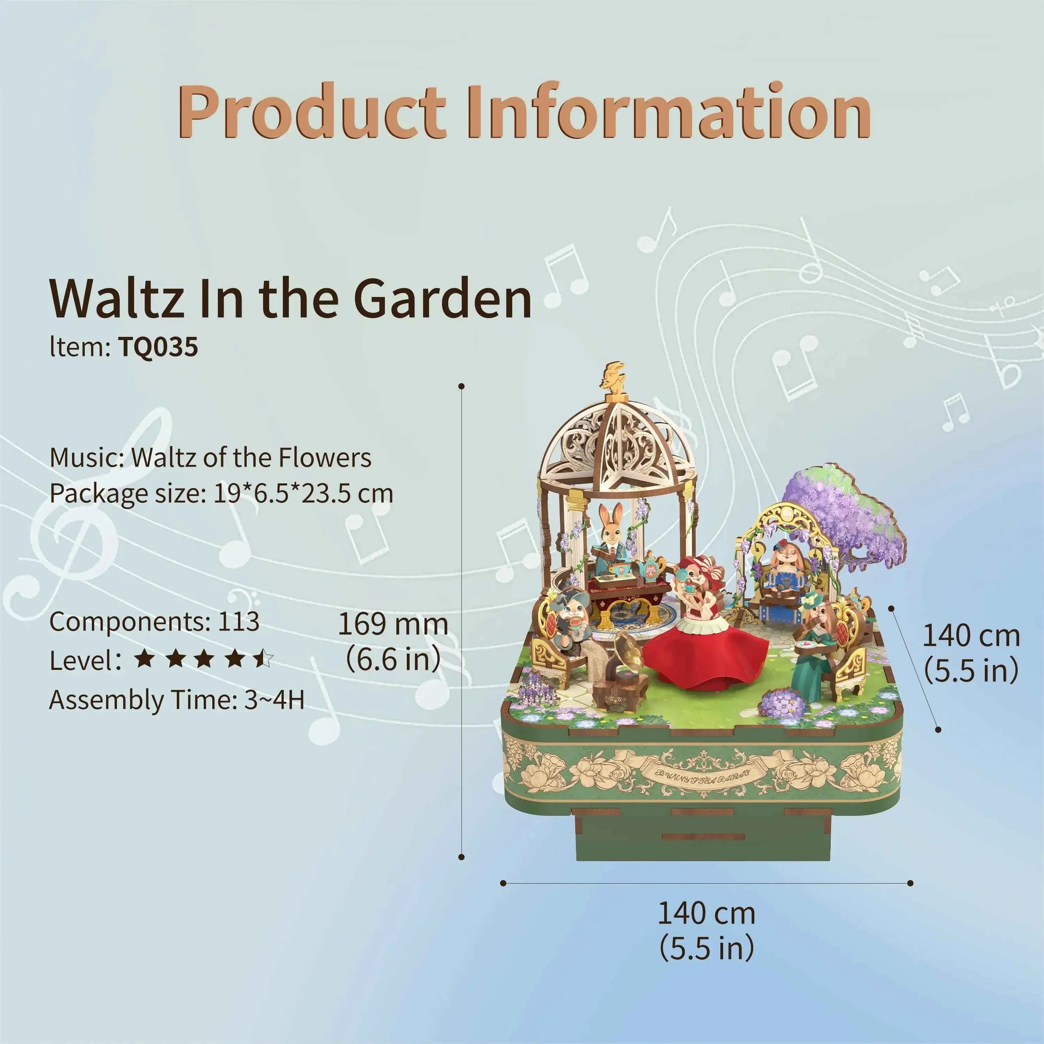 TONECHEER 3D Puzzle DIY Rotating Music Box Kit (Waltz in the