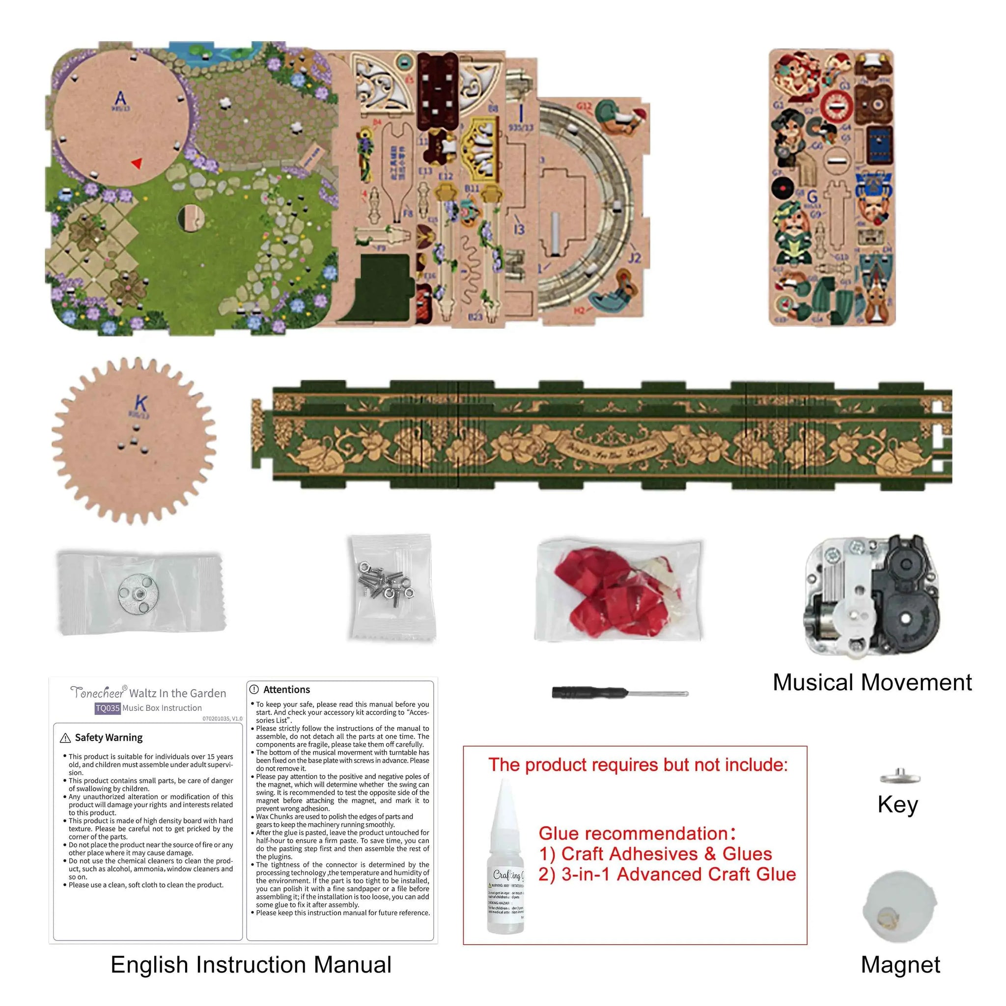 TONECHEER 3D Puzzle DIY Rotating Music Box Kit (Waltz in the