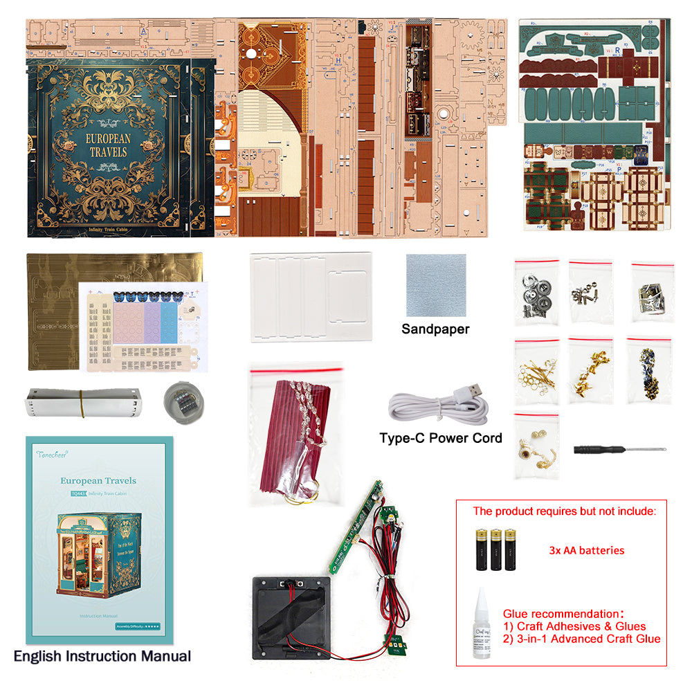 TONECHEER 3D Puzzle Book Nook DIY Infinity Train Cabin Kit (European Travels)13