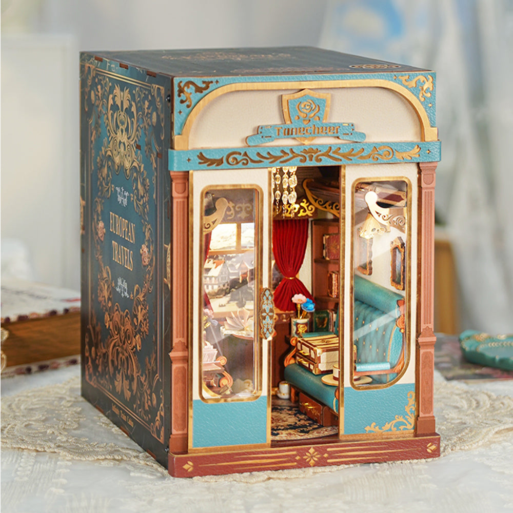 TONECHEER 3D Puzzle Book Nook DIY Infinity Train Cabin Kit (European Travels)5