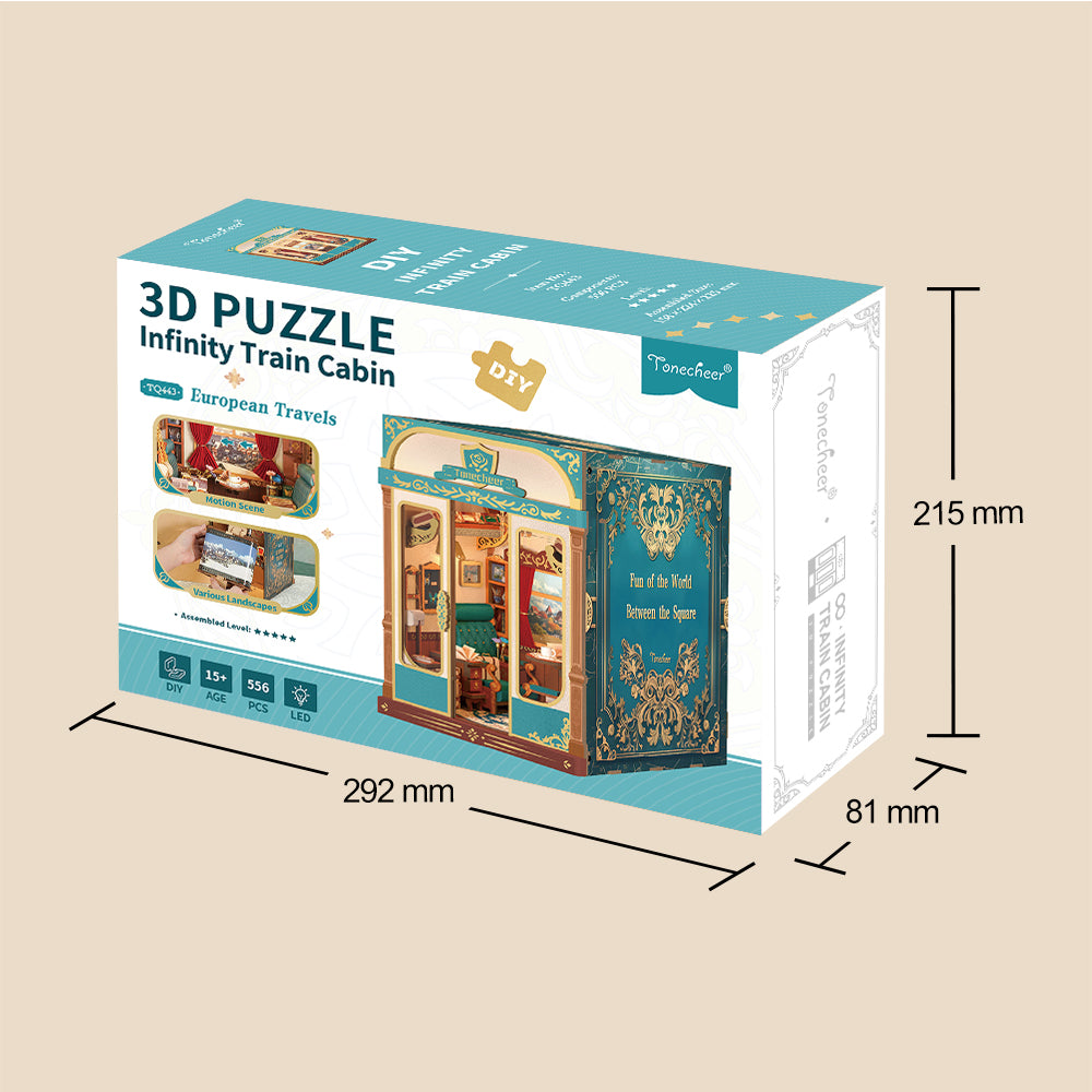 TONECHEER 3D Puzzle Book Nook DIY Infinity Train Cabin Kit (European Travels)12