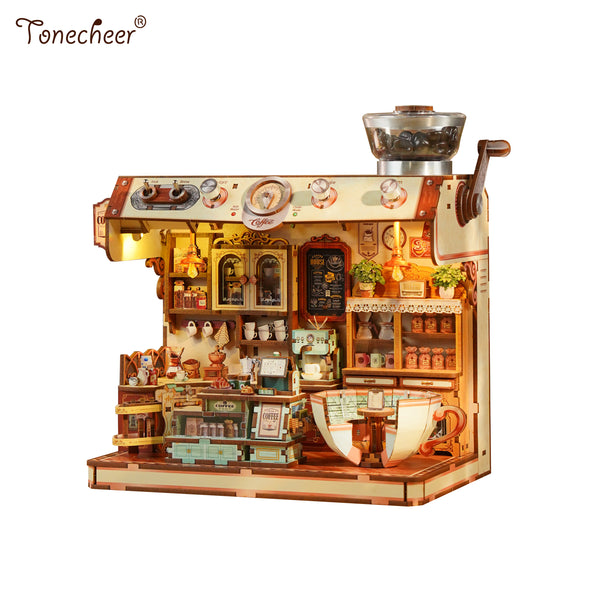 TONECHEER 3D Puzzle DIY Miniature House  (Mocha Café)