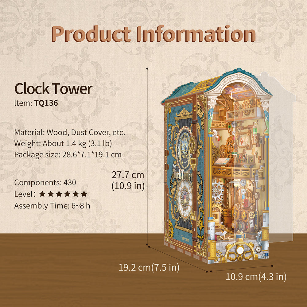 TONECHEER3DWoodenPuzzleDIYBookNookKit_ClockTower