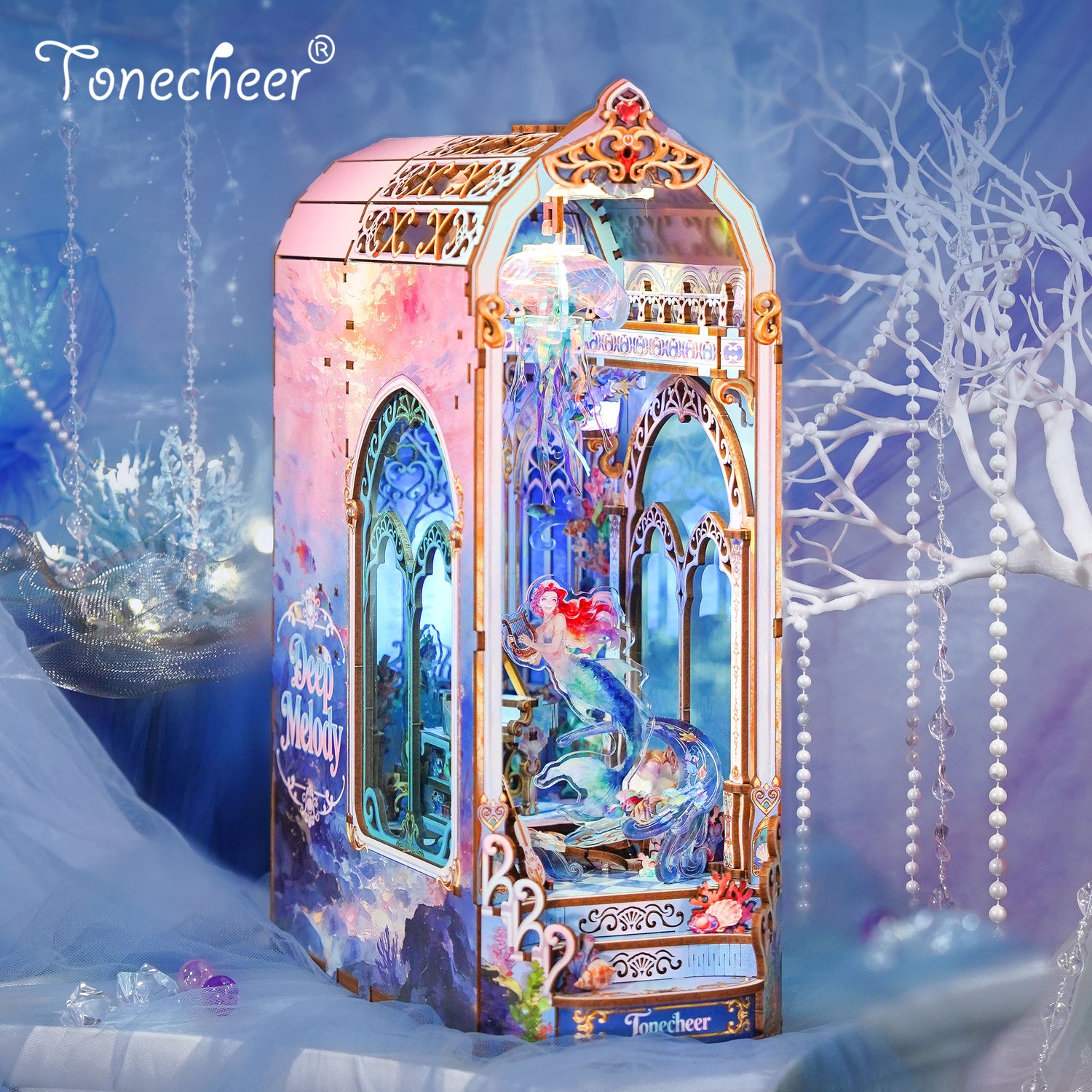 TONECHEER 3D Wooden Puzzle DIY Book Nook Kit (Deep Melody)