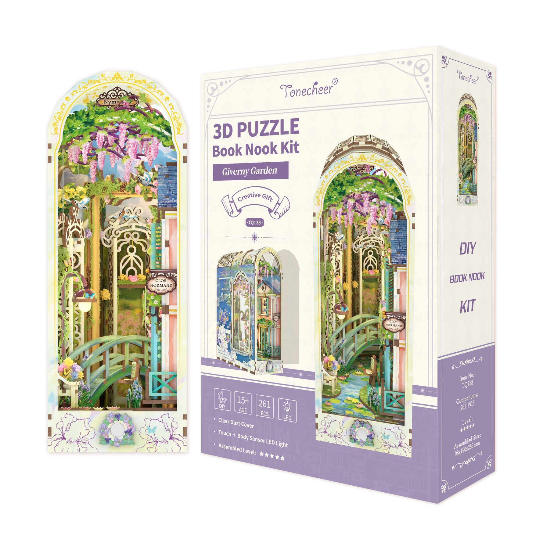 TONECHEER 3D Wooden Puzzle DIY Book Nook Kit (Giverny Garden)