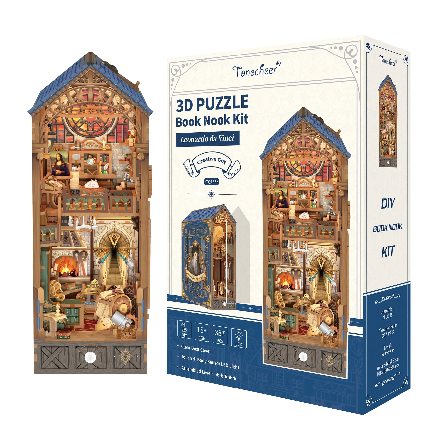 TONECHEER3DWoodenPuzzleDIYBookNookKit_LeonardoDaVinci_5