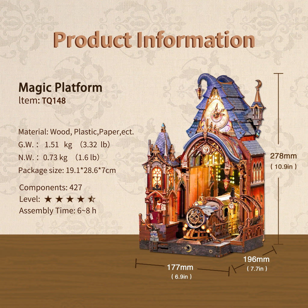 Magic Platform TONECHEER 3D Wooden Puzzle DIY Book Nook Kit (Magic Platform) – Tonecheer
