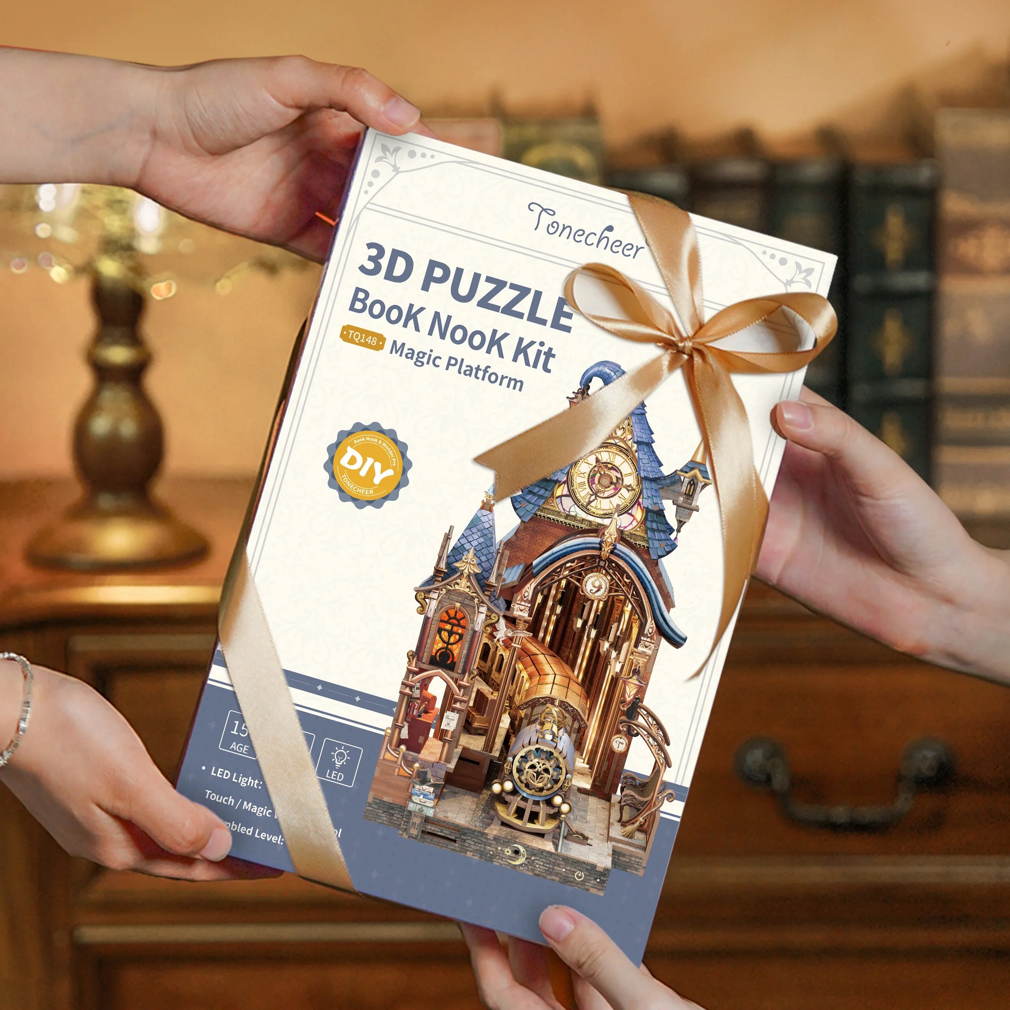TONECHEER 3D Wooden Puzzle DIY Book Nook Kit (Magic Platform