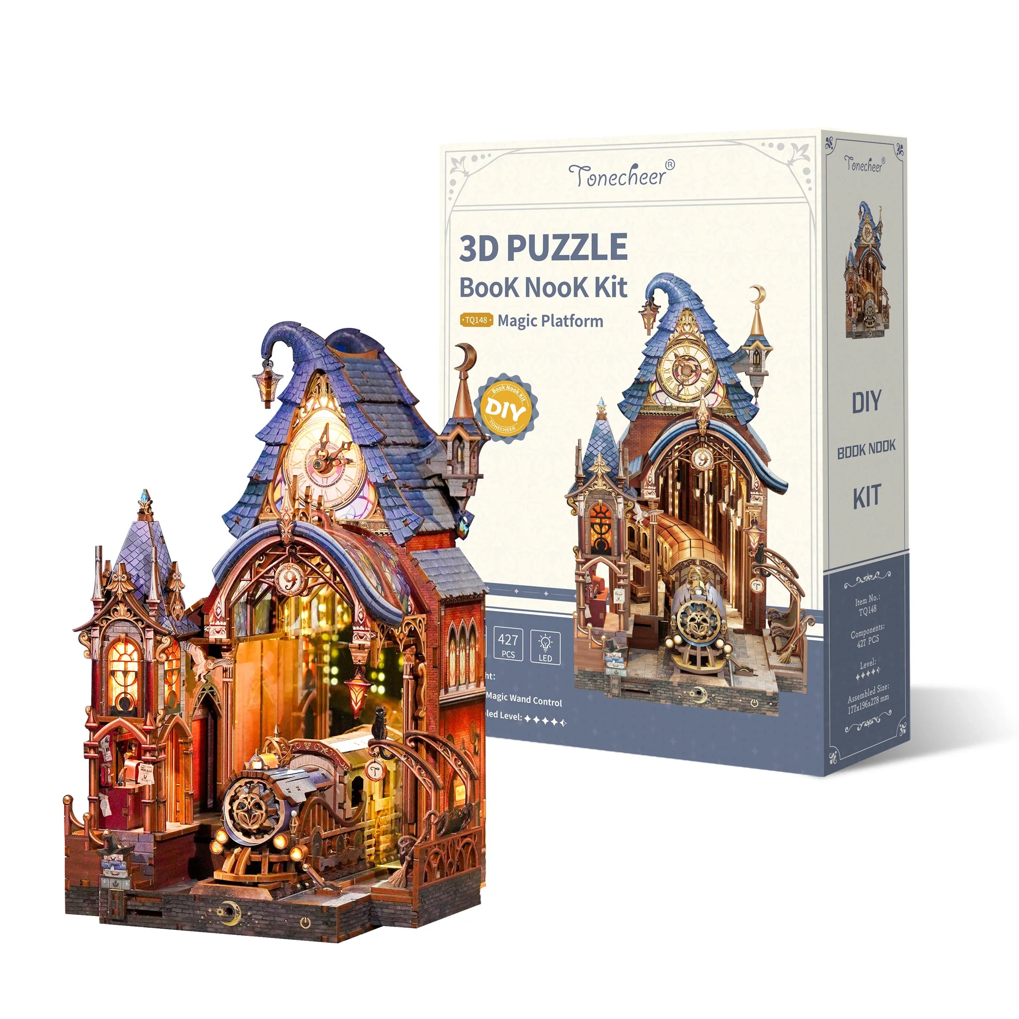 TONECHEER 3D Wooden Puzzle DIY Book Nook Kit (Magic Platform