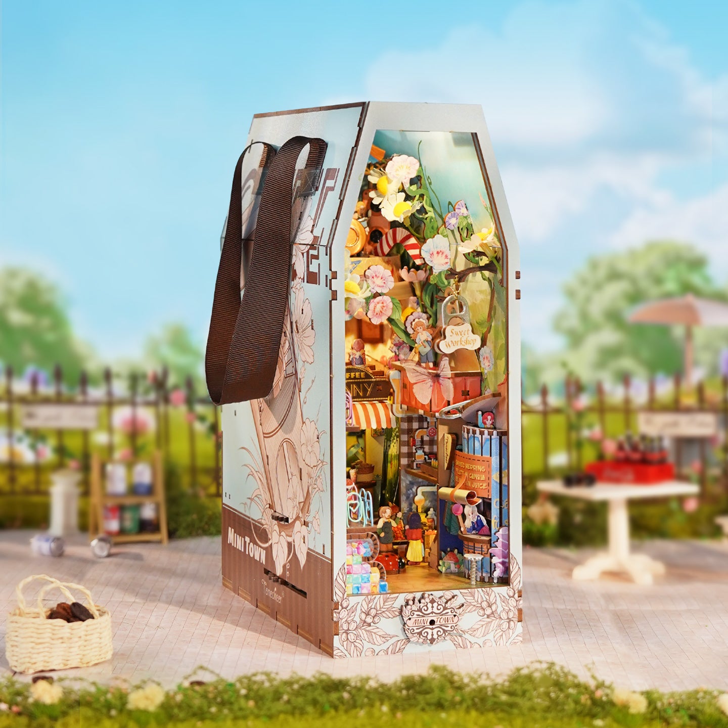 TONECHEER 3D Wooden Puzzle DIY Book Nook Kit (Mini Town)